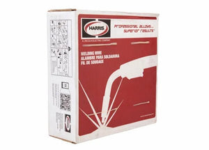 A white box with red accents labeled Harris 309LSi Stainless GMAW MIG Welding Wire .030 25# SPOOL - 309LSE8 features a welding torch illustration and text: MIG welding wire, Alambre Para Soldadura, Fil De Soudage.