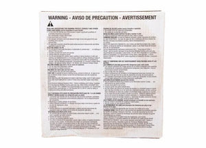 A white product box for Harris 309LSi Stainless GMAW MIG Welding Wire .030 25# SPOOL - 309LSE8 shows warning, precaution, and safety info in English, Spanish, and French. Black text fills the side; a caution symbol is at the top left. No images or logos appear.