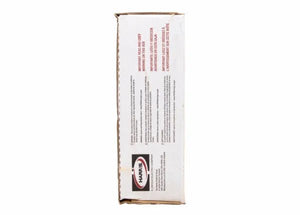 A rectangular white box stands on its side, displaying black and red text with instructions and warnings for Harris 309LSi Stainless GMAW MIG Welding Wire .030 25# Spool (309LSE8) and a SWAN logo at the lower left; edges reveal brown cardboard.