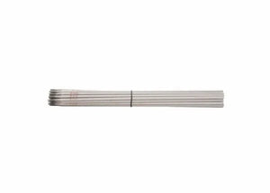 A bundle of Harris 310-16 Stainless Stick SMAW Welding Rods (1/8 x 14 x 10, 3101660) held together by a black band, with cylindrical electrodes featuring slightly darkened tips, arranged neatly on a white background.