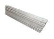 A bundle of Harris 316 Stainless TIG GTAW Welding Rods (3/32 x 36, 10# PKG - 0316T50) is neatly aligned with smooth, reflective surfaces and silver color, displayed on a plain white background.