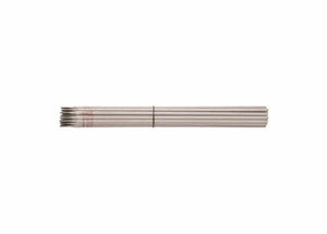 A bundle of Harris 316L 16 Stainless Stick SMAW Welding Rods (1/8 x 14, 10 lb, 316L660) is shown laid horizontally on a white background, secured with a thin black band. The rod tips are darker, showing their typical electrode coating.