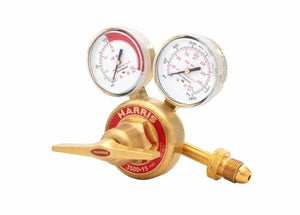 Harris 3500-15-300 acetylene welding regulator, brass, dual gauges, single stage, high-flow, easy cylinder connection, WeldingMart.
