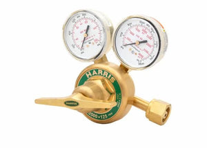 Harris 3500-200-540 high-pressure oxygen regulator for welding with dual gauges, branded dial, and control handle, WeldingMart.
