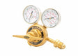 Harris 3500-200-580 High-Pressure Regulator for welding gas cylinders, dual gauges, single stage, on white background.