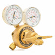 Harris 3500-600-580 welding gas regulator for Argon/Helium/Nitrogen with dual gauges, brass body, precise control - WeldingMart.