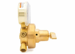 Harris 3500-600-580 Single Stage Regulator for Argon/Helium/Nitrogen—welding gas control, brass knob, gauge, dual pipes.