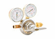 Harris 3500-600-580 Single Stage Regulator for argon/helium/nitrogen, dual gauges, brass/silver, welding tool at WeldingMart.