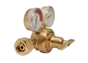 Harris 3510-125 RH single stage high flow gas regulator with 2 gauges, control valve for welding cylinder pressure regulation.