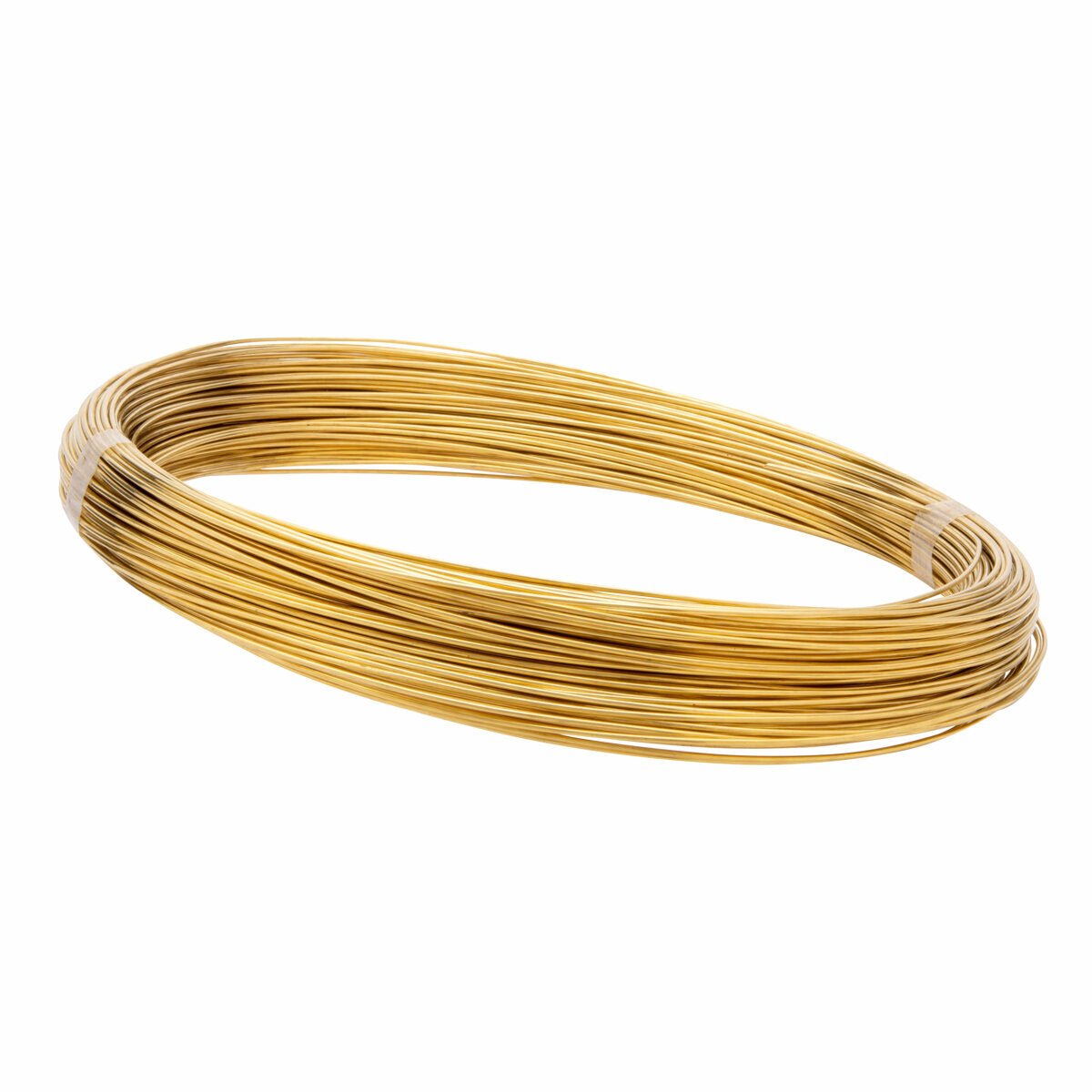 A coil of Harris 35550 - Safety-Silv 35 high silver brazing alloy (3/32 in., 50 troy ounces) is neatly wound into a circular shape against a white background.