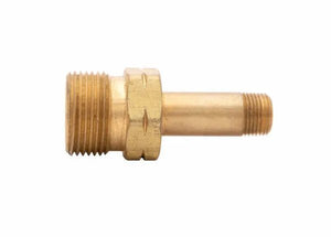 Harris 3/8" NPT LH Manifold Union Bushing 9005727 brass welding accessory with dual thread sizes shown on white background.