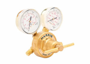 Harris 425-125-540 Single Stage Oxygen Regulator for welding, with dual gauges and horizontal handle, 3004544 industrial tool.