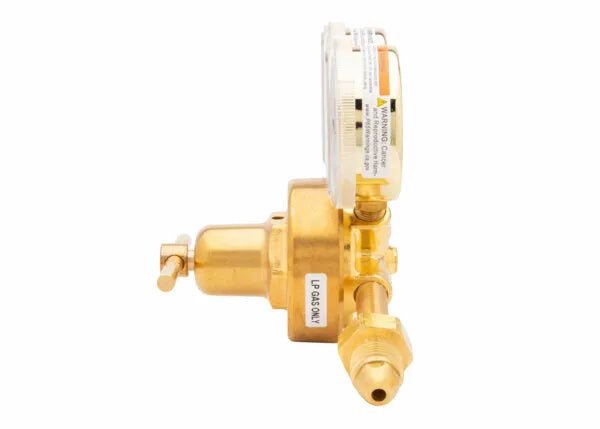 Harris 425-50-510P Single Stage Propane Regulator for welding, with gauge, LP-GAS ONLY label, valve & secure connectors.