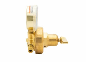 Harris 450-50-510P Stainless Steel Propane/LPG Welding Regulator with gauge, side view, for welding tools at WeldingMart.