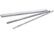 Three Harris 5050TB 50/50 Leaded Tri-Bar Solder pieces, each a silver-colored rectangular metal rod for general purpose soldering, are arranged on a white background. One rod displays a marking on its matte surface.