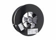 A large black spool with a metallic core holds Harris 5356 Aluminum MIG GMAW Welding Wire, 3/64, 16lb (0535627). Two white labels with text and barcodes are on the side, set against a plain white background.
