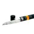 A black tube labeled Harris 1/8\ x 36\ 5356 TIG Rod 10# Tube - 535660 holds several silver welding rods, some partially pulled out; the cap is beside the tube.