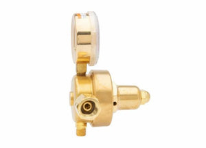 Harris 547NC-15-CL single stage fuel gas regulator in brass with gauge, ideal welding tool for precise gas control, WeldingMart.