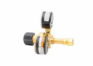 Harris 601-15-200-B single stage acetylene regulator for welding, with 2 gauges and black knob, WeldingMart welding tool.