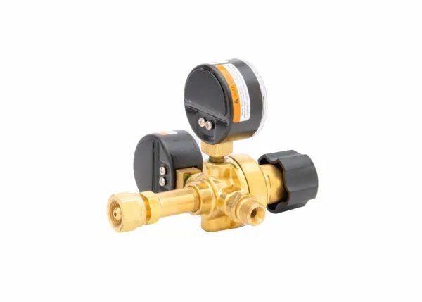 Harris 601-15-200-B Single Stage Acetylene Welding Regulator with dual pressure gauges and black knob for welding tools.