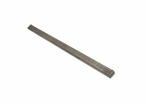 A metal meter stick with engraved markings lies diagonally on a white background. Its slightly worn surface is reminiscent of tools used in electronic soldering, such as the Harris 60401B 60/40 Leaded Bar Solder - 1 lb Bar.