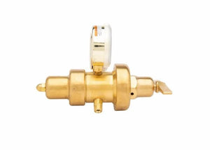 Harris 9200-125-320 Two Stage Brass Air Regulator with side pressure gauge for welding equipment, on white background.