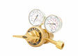 Harris 9200-125-320 CO2 Welding Regulator with dual gauges, control handle, brass body—precision gas control, model 3302274.