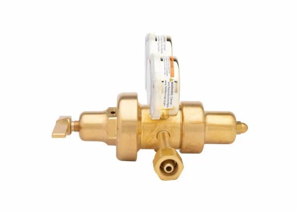 Harris 9200-200-350 Two Stage Regulator for hydrogen/methane, welding gas control, lever handle, threaded connections.