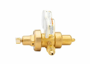 Harris 9200-50-590 Two Stage Air Regulator for welding, dual gauges, multiple ports, pro welding tool on white background.