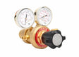 Harris 9235-350-350 two-stage hydrogen/methane welding regulator with dual gauges, black knob. Welding tool Model 3302300.