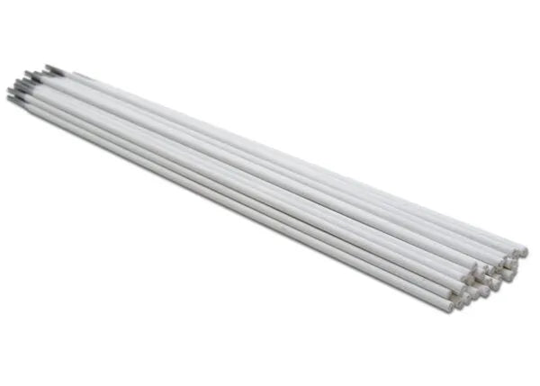 A 5lb package of Harris Alloy 26 Aluminum Sticks SMAW Welding Rods, 1/8 inch (item 0002660), is neatly stacked in a row on a white background, rods parallel and slightly fanned at one end.