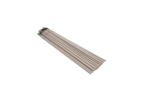 A neatly arranged bundle of light brown incense sticks, resembling Harris E7018 Stick SMAW Welding Rod 1/8 5 Tube 7018605 with aligned blackened tips, rests on a plain white background.