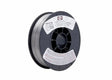 A Harris E71T11 1E5 Gas-Shielded Flux-Cored FCAW Welding Wire .030 10# spool with a gray plastic core and metallic wire, featuring white and red labels with product info and barcodes, set against a plain white background.