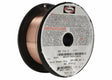 The Harris ER70S-6 Mild Steel MIG GMAW Welding Wire (.023, 2LB Spool - E70S612) is shown with copper-colored wire on a black plastic core and a white label with red and black specs. Weight: 2 lbs.