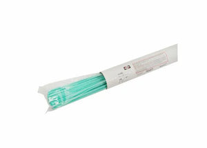 Partially opened white paper pack with green rods, like Harris 170FC80W Nickel-Silver Brazing Alloy for steel welding tools.
