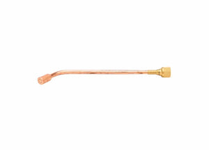 Harris H-63-3 - 1800830 copper/brass welding torch tip, curved neck, multi-hole nozzle for oxy-acetylene heating. White background.