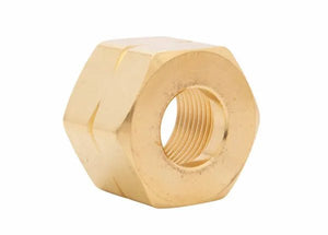 Harris LH Manifold Union Nut 9005725 with CGA-V10 internal threading, welding equipment accessory, on white background.