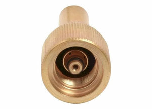 Close-up of the Harris V-W-1 V-Series Equal Pressure Mixer (9105213) brass hose connector adapter with ridged grip and internal threading, ideal for welding mixer setups or equal pressure mixer applications.