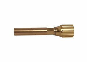 A brass-colored, cylindrical metal tool with a textured, ridged end, likely used as a valve core remover or installer in metal fabrication or brazing and heating tip applications, shown on a white background.
