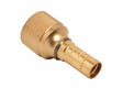 A brass hose connector fitting with a knurled grip and an O-ring seal, designed for connecting hoses or pipes in medium duty welding or brazing and heating applications.