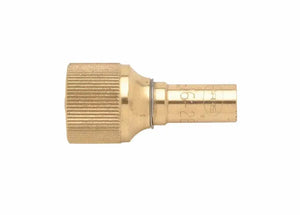 A brass medium duty welding mixer fitting with a textured, cylindrical grip on one end and a smooth, slightly narrower tube on the other end, photographed on a white background.