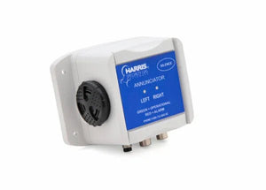 Harris Model 1031 Annunciator Alarm Box for welding equipment, blue label, indicator lights, black speaker, ports—WeldingMart.