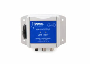 Harris Model 1031 Annunciator Alarm Box for welding, blue label, dual LED, silence button, 2-channel alarm, 3 connectors.