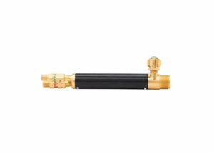 Harris 1401143 19-6A Welding Torch Handle, brass/black, with check valves, threaded ends, and knob—welding tool accessory.