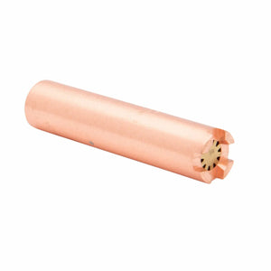 A cylindrical, copper-colored heavy-duty heating tip with a notched end and a small central hole, typically used in welding equipment or as a propane heating tip for high-powered applications.