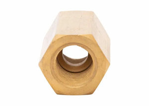 Close-up of Harris 2327 Coupler for 2290 Heating Tips, welding accessory with threaded interior and hex edges on white background.