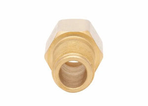 Harris 2357-3 Nipple for 2290 Heating Tips, brass hex body with threaded interior, welding accessory on white background.