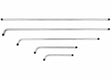 Five metal rods with black-tipped ends, each bent at a right angle, are displayed in a row from longest to shortest on a plain white background—ideal as flame cleaning heads or stainless steel tip tubes.