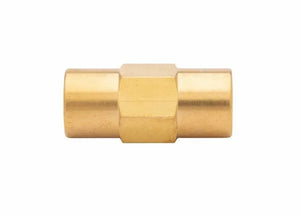 Harris 2543 brass coupler (8800584) for Model 2290 heating tips, hex fitting with female threads, welding accessory on white.