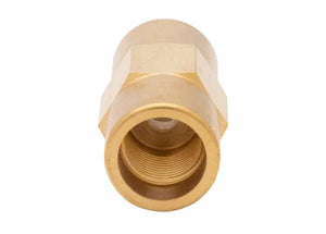 Harris Model 2543 Coupler for 2290 Heating Tips—brass hex body, threaded, welding accessory for torches on white background.